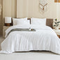 Boho Lightweight Fluffy White Comforter Set, Tufted Farmhouse Design