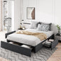 Queen Size Platform Bed Frame with 3 Storage Drawers